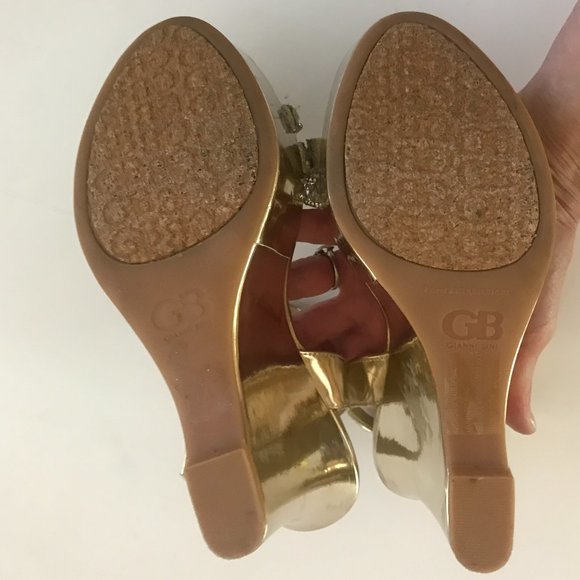 Gianni Bini Gold Beaded Platform Heels - Picture 11 of 14